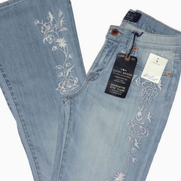 Lucky Brand Charlotte Embroidered Flares 25 - Picture 1 of 4